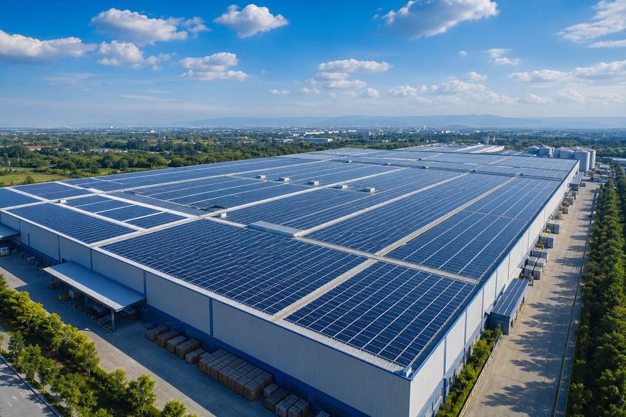 75 kW solar array on a factory rooftop in Ranchi